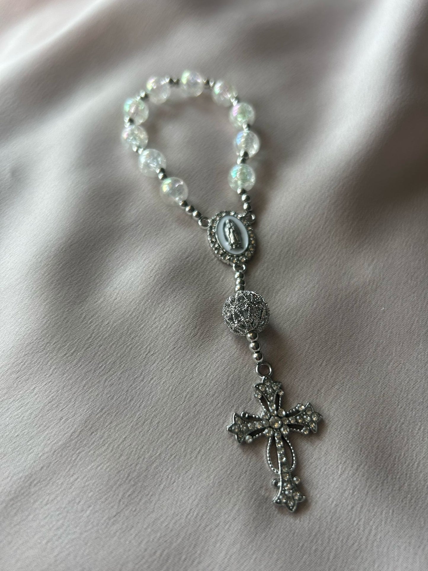 Rosario de plata personalizado