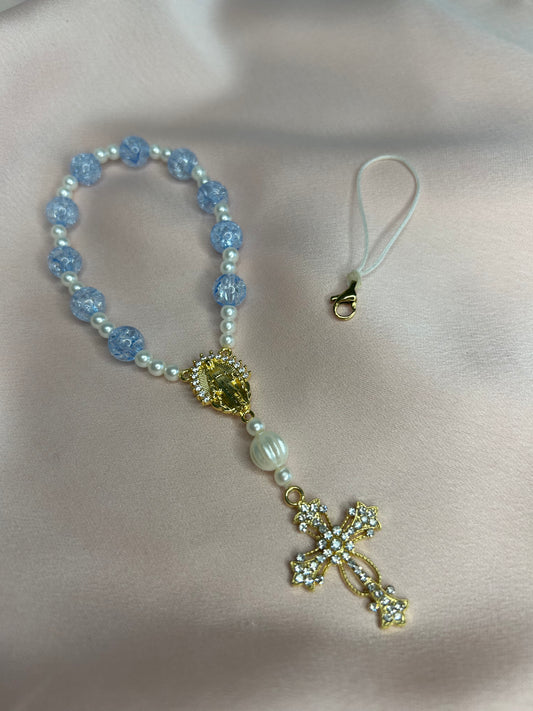 Dizainier doré et bleu clair The Delicate Rosary