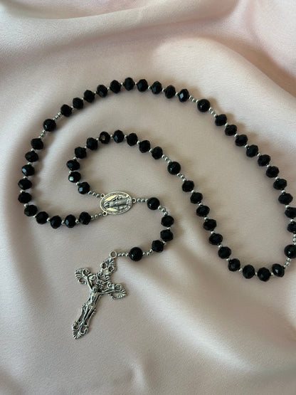 Chapelet homme argenté et noir The Delicate Rosary